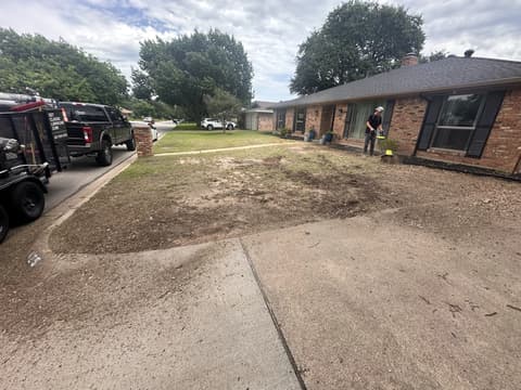 Front yard stripped and graded during a lawn renovation