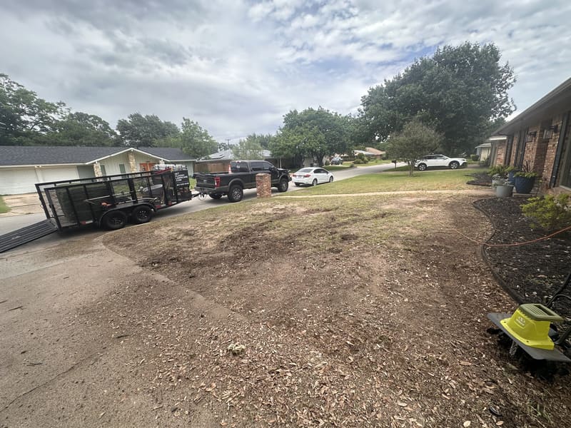 Yard stripped and graded during a full lawn renovation